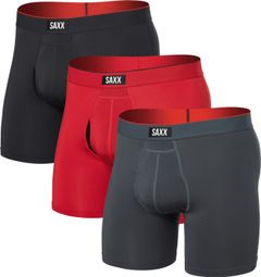 Saxx Multi-Sport Mesh Fly Boxershorts (3er-Pack) Sunset Red/Turbulence/Faded Black für Herren