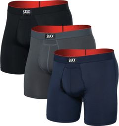 Saxx Multi-Sport Mesh Fly Boxer Shorts (3-Pack) Turbulence/Navy/Black for Men