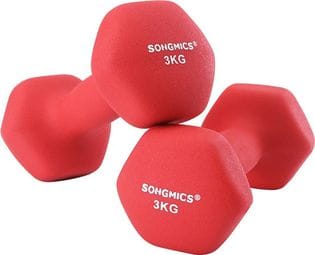 Lot de haltères 2 x 3 kg fitness musculation rouge 12_0002018