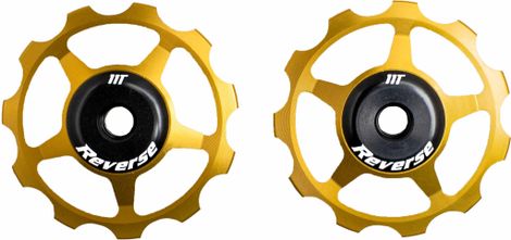 Pair of Reverse Pulleys Steel Bearings 7-12 Speeds Gold