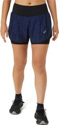 Asics Road Print 2-in-1 Shorts 3.5in Blau Schwarz Damen