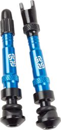 E-Thirteen Kit 2 Tubeless Valves 17-27mm Aluminium Blue