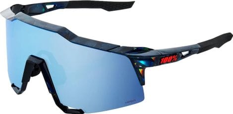 Lunettes 100% Speedcraft - Noir Holographic - Verres HiPER Miroir Bleu