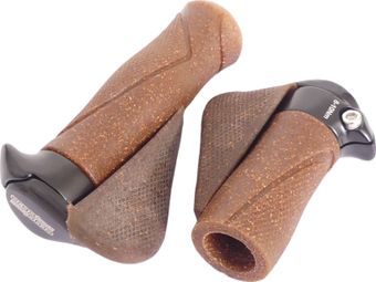 ERGOTEC Grips Mf1 Liège/Aluminium 130+87 Mm - Marron/Noir