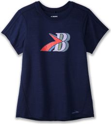 Brooks Distance Graphic Short Sleeve Jersey Blue Woman