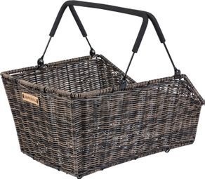 Basil Cento Rattan Look MIK bicycle basket rear brown