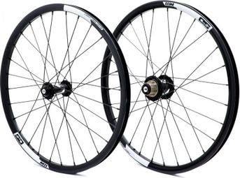 Paire de Roues 20'' (451) Pride Control SD M11 Disque Aluminium 28H Moyeu Noir