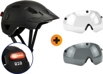 R2B Casque vélo adulte pour Pedelec et Moped + Visière transparente supplémentaire
