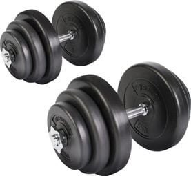 Lot de 2 haltères courts 2 x 20 kg (40kg) avec disques set musculation fitness biceps