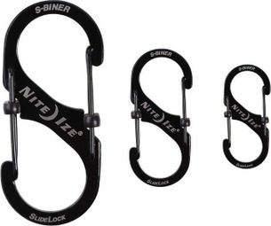 Lot de mousquetons S-Biner SlideLock Taille 2  3 et 4 noir - Nite Ize