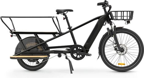 Vélo Cargo Longtail Électrique Btwin Elops R500E Microshift 8V 26/20'' 672 Wh Noir 2024