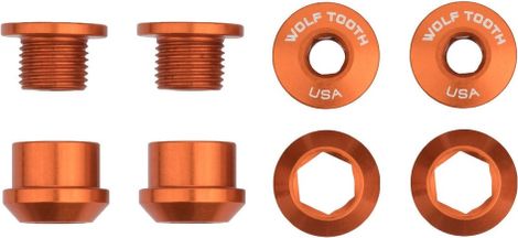 Juego de 4 tornillos de chimenea Wolf Tooth 4 tornillos de plato + tuercas para 1X 6mm Naranja