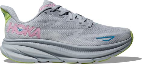 Hoka Clifton 9 Laufschuhe Grau/Pink/Grün Damen