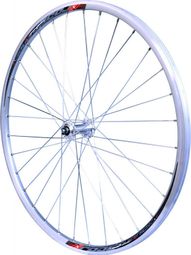 ROUE 700 COURSE AVANT JANTE ALU DOUBLE PAROI ARGENT FREIN PATIN MOYEU ALU BLOCAGE RAPIDE .