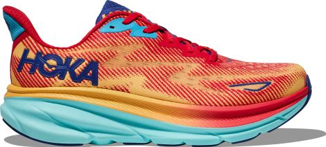 Hoka One One Clifton 9 Red Orange Blue Women's Running Shoes