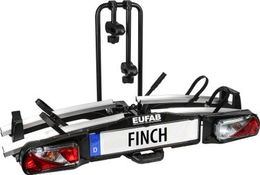 Porte-Vélos sur Boule d'Attelage Eufab Finch Prise 13 Broches - 2 Vélos (Compatible E-Bikes) Noir Argent