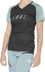 Maillot Manches Courtes Femme 100% Airmatic Jersey Seafoam Checkers
