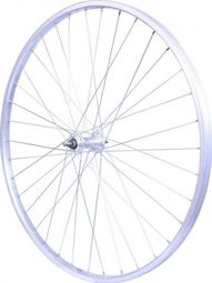 ROUE 28  VTC 700C AVANT JANTE ALU SIMPLE PAROI ARGENT FREIN PATIN MOYEU ALU ECROUS.