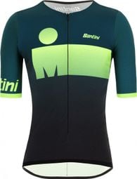 Maillot de triatlón Santini X Ironman Audax Aero manga corta negro / verde