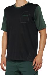 Maillot de manga corta Ridecamp 100% Negro / Verde Bosque