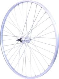 ROUE 28  VTC 700C ARRIERE JANTE ALU SIMPLE PAROI ARGENT FREIN PATIN MOYEU ALU ECROUS ROUE LIBRE 5/6/7V.