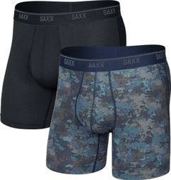 Saxx Quest Quick-Dry Mesh Brief Fly Boxershorts Zwart/Camo Heren (Set van 2)