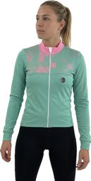 Maillot de Cyclisme Hiver Manches Longues ORDINO Vert/Rose