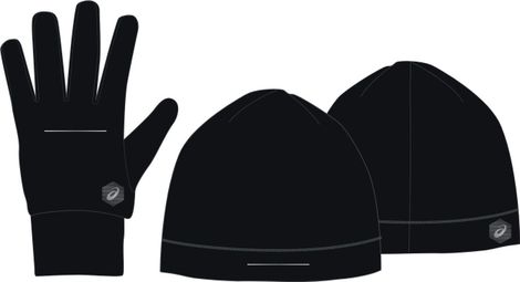 Asics Running Pack Black Unisex Beanie + Gloves