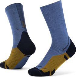 Buff Merino Lightweight Crew Socken Blau/Beige