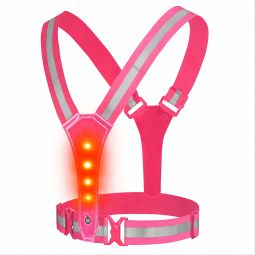 Gilet de sécurité LED haute visibilité – 360° rose réfléchissant