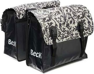 Paire de sacoches beck classic décoration vélo - dimensions 40x16x35 - 49 litres - noir et blanc