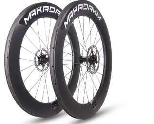 Paire de roues carbone route – MaKadamm stark u80 disc premium à pneus – 1738gr la paire – centerlock – axe 12x100 | 12x142