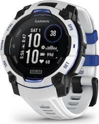 Montre GPS Garmin Instinct 3 Solar - 45 mm Blanc avec Bracelet en Silicone Blanc Bleu Électrique Édition Limitée Supernova