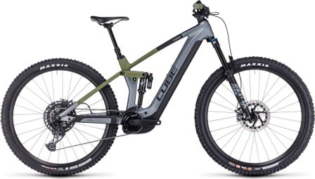 Cube Stereo Hybrid 140 HPC TM 750 Electric Full Suspension MTB Sram GX Eagle 12S 750 Wh 29'' Flash Grigio Verde Oliva 2024