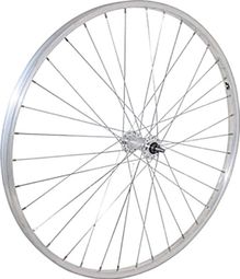 ROUE 650A AVANT JANTE ALU SIMPLE PAROI ARGENT FREIN PATIN MOYEU ALU ECROUS .