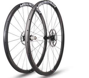 Paire de roues carbone gravel – MaKadamm gravax 31 disc premium à pneus – 1213gr la paire – centerlock – axe 12x100 | 12x142