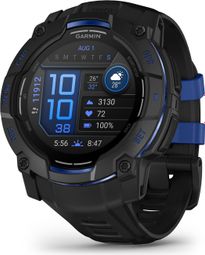 Montre GPS Garmin Instinct 3 AMOLED - 50 mm Noir avec Bracelet en Silicone Noir Bleu Électrique Édition Limitée Supernova
