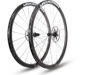 Paire de roues carbone route – MaKadamm evora 35 disc xpremium à pneus – 1165 gr la paire – centerlock – axe 12x100 | 12x142