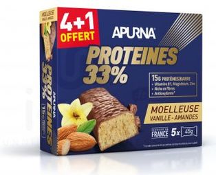 Barres protéinées Apurna Moelleuse Vanille/Amande - 5x45g (4+1 offert)