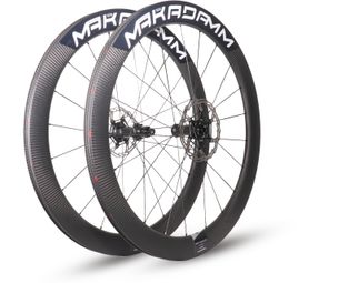 Paire de roues carbone route – MaKadamm evora 55 disc xpremium à pneus – 1345 gr la paire – centerlock – axe 12x100 | 12x142
