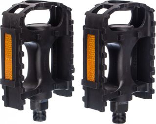 Pair of GNK MTB / City Flat Pedals 9/16 Black Plastic Body