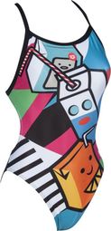 ARENA Women Swimsuit Crazy Milkshake X Criss Cross Back Black-Turquoise