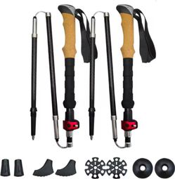 Bâtons de marche nordique en Carbone  pliables  SHOCKPROOF  noir - VOXOR