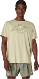 Maillot de manga corta Asics Fujitrail Logo Caqui, Hombre