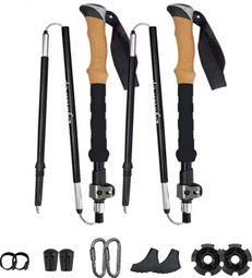 Bâtons de marche nordique en Aluminium  pliables SHOCKPROOF noir - VOXOR