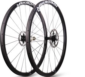 Paire de roues carbone route – MaKadamm stark u30 disc premium à pneus – 1269gr la paire – centerlock – axe 12x100 | 12x142