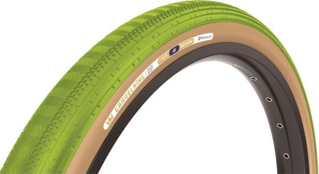 Pneu Gravel Panaracer GravelKing SemiSlick Limited Color Edition 700 mm Tubeless Ready Souple ZSG Gravel Compound BeadLock TuffTex Vert Matcha Flancs Beiges