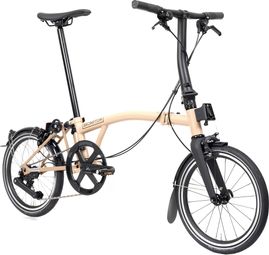 Brompton P-Line vouwfiets met 4 versnellingen en laag stuur, kleur Dune Sand