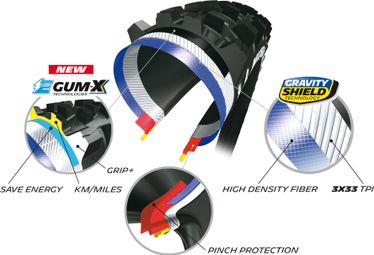 Pneu VTT Arrière Michelin E-Wild Rear 27.5'' Plus Tubeless Ready Souple Compétition Line Gum-X — vue 3