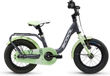 Vélo enfant S'COOL niXe - 1 vitesse - Gris foncé/Vert pastel